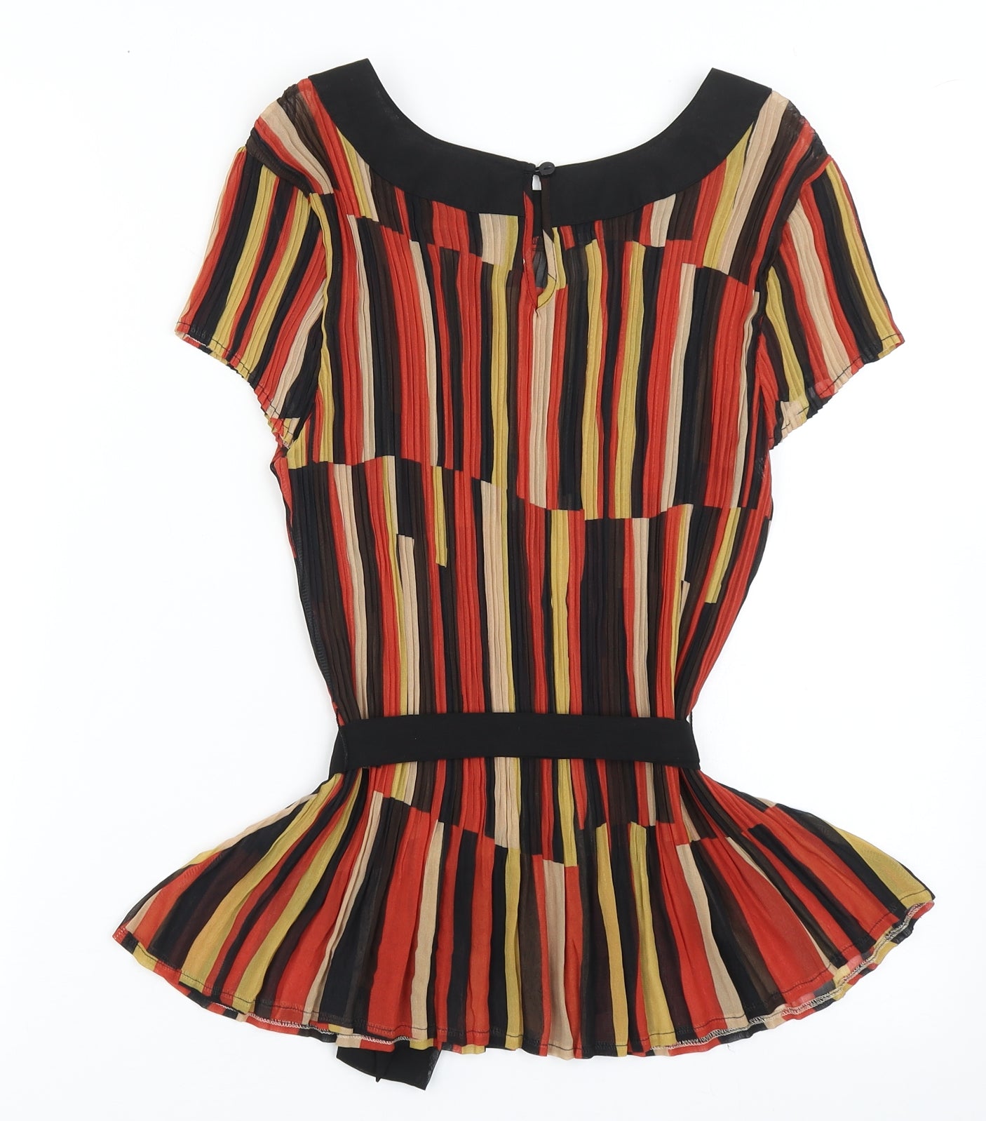 Marks and Spencer Womens Multicoloured Striped Polyester Basic Blouse Size 10 Round Neck