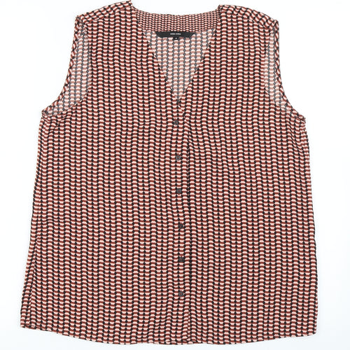 VERO MODA Womens Multicoloured Geometric Polyester Basic Blouse Size M V-Neck