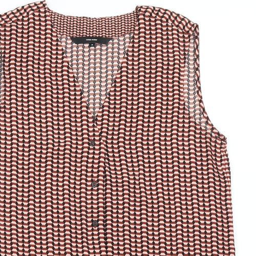 VERO MODA Womens Multicoloured Geometric Polyester Basic Blouse Size M V-Neck