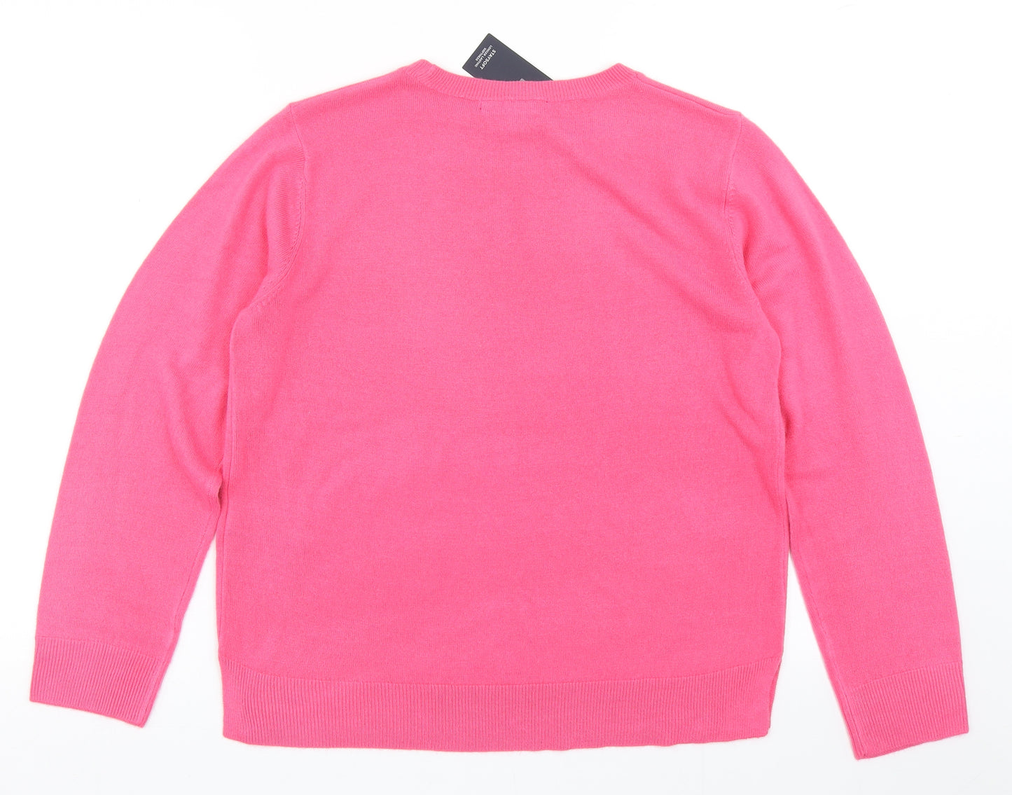 Marks and Spencer Womens Pink Round Neck  Acrylic Pullover Jumper Size 14