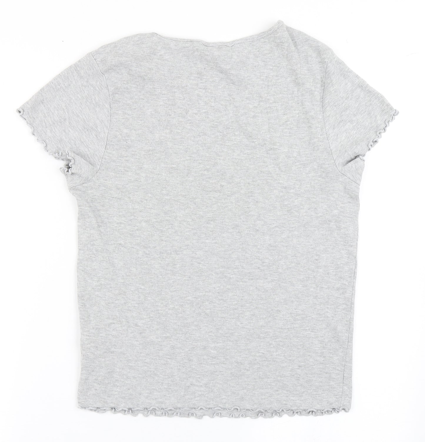 New Look Womens Grey  Cotton Basic T-Shirt Size 16 Round Neck
