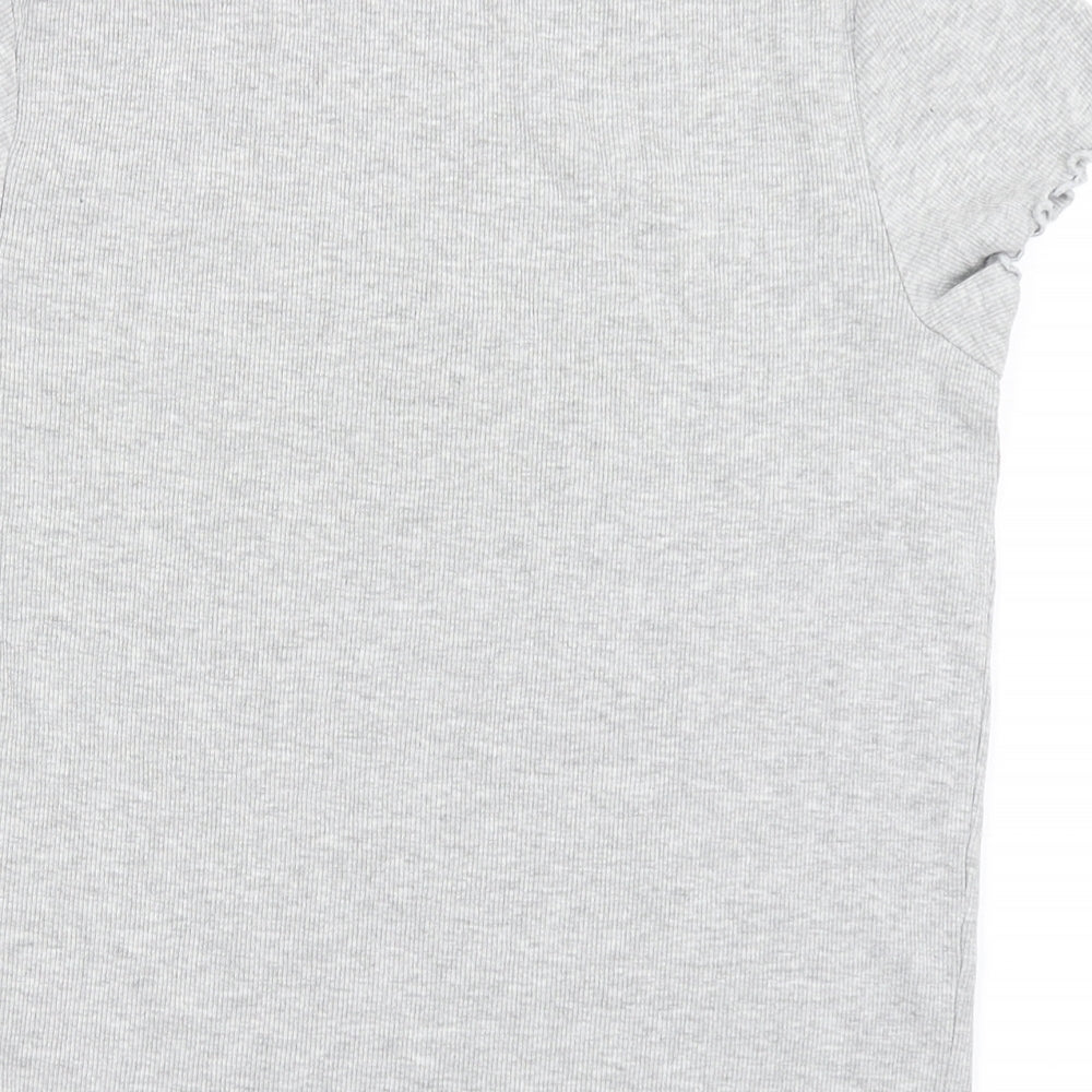 New Look Womens Grey  Cotton Basic T-Shirt Size 16 Round Neck