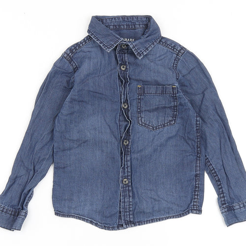 Primark Boys Blue  100% Cotton Basic Button-Up Size 24 Months Collared Button