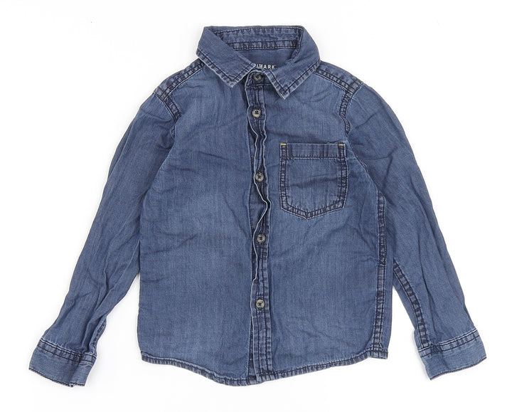 Primark Boys Blue  100% Cotton Basic Button-Up Size 24 Months Collared Button