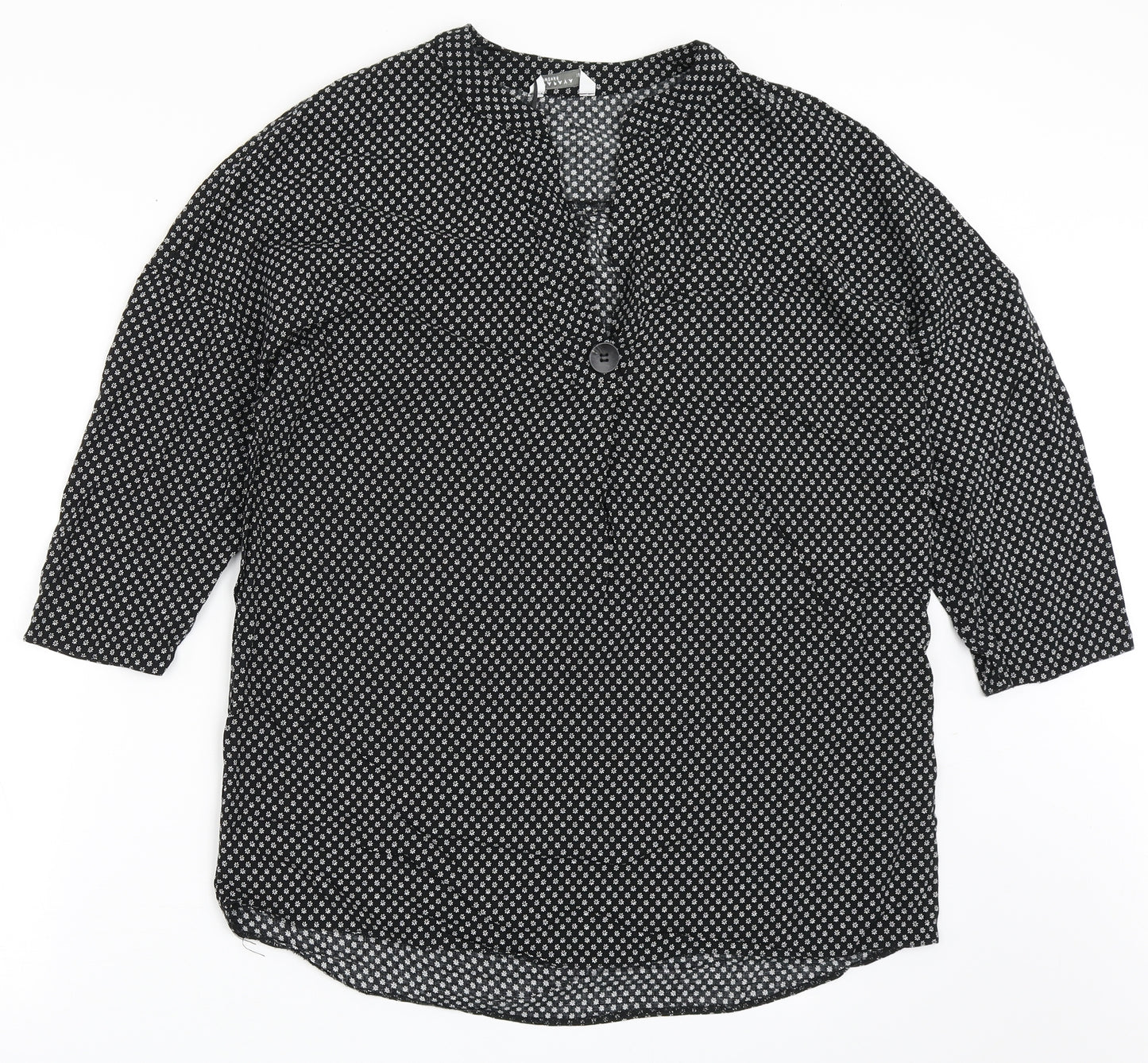 Papaya Womens Black  Viscose Basic Blouse Size 12 V-Neck