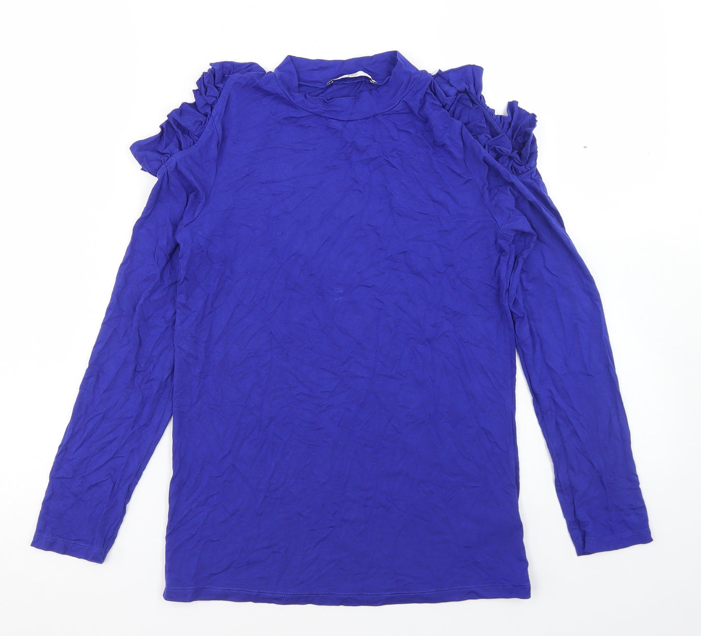 Marks and Spencer Girls Blue  Viscose Basic T-Shirt Size 12-13 Years Round Neck  - Cold Shoulder