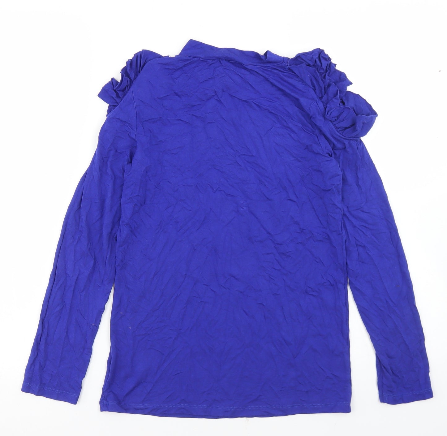 Marks and Spencer Girls Blue  Viscose Basic T-Shirt Size 12-13 Years Round Neck  - Cold Shoulder