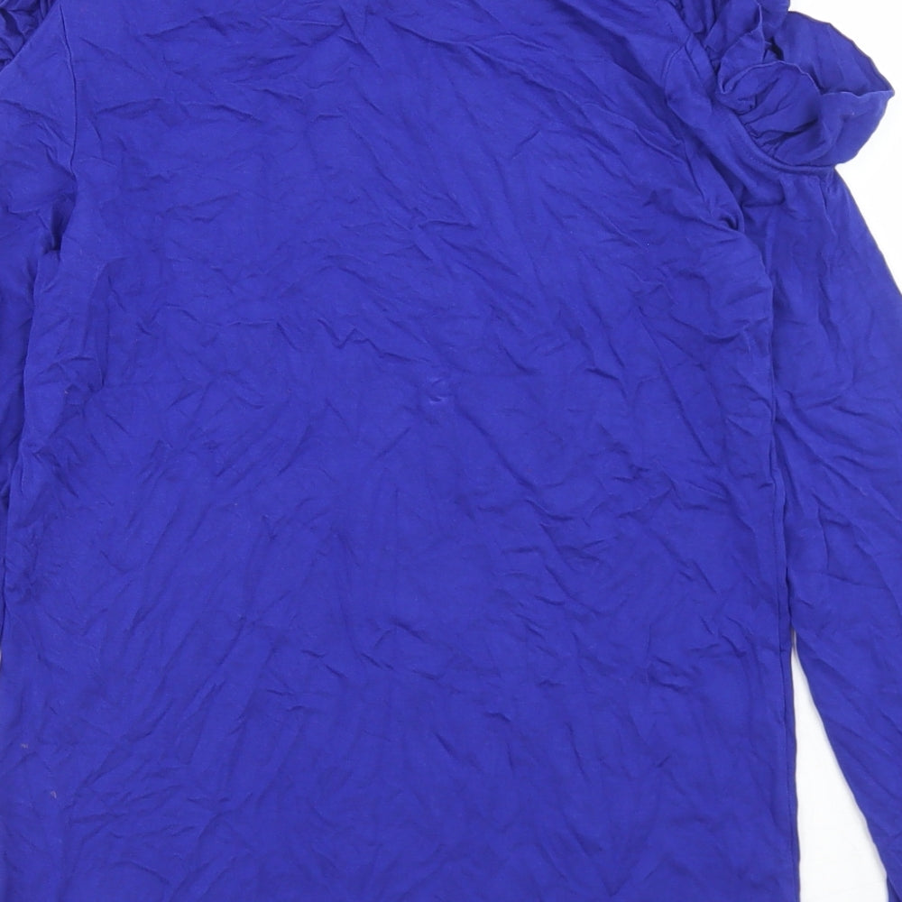 Marks and Spencer Girls Blue  Viscose Basic T-Shirt Size 12-13 Years Round Neck  - Cold Shoulder