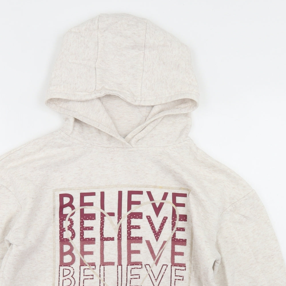 Primark Girls Beige  Cotton Pullover Hoodie Size 11-12 Years   - Believe