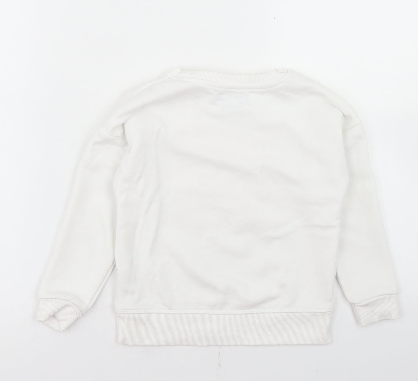 Primark Girls White  Cotton Pullover Sweatshirt Size 4-5 Years   - Dream Shine Smile