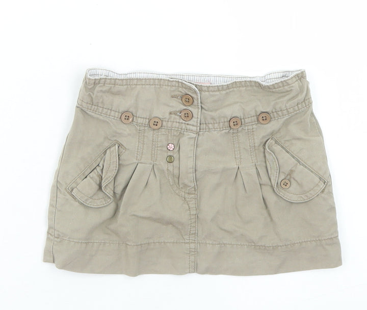 Lisa Rose Girls Beige  Cotton Cargo Skirt Size 2 Years  Regular Button