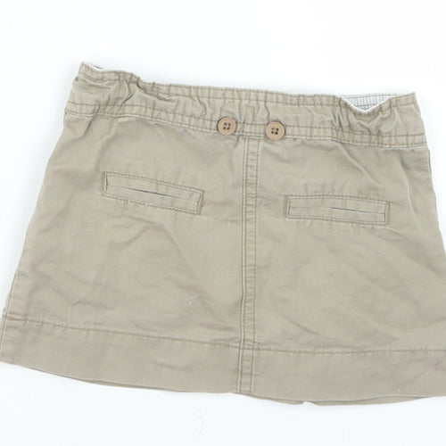 Lisa Rose Girls Beige  Cotton Cargo Skirt Size 2 Years  Regular Button