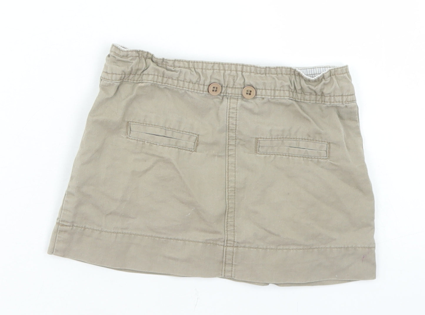 Lisa Rose Girls Beige  Cotton Cargo Skirt Size 2 Years  Regular Button
