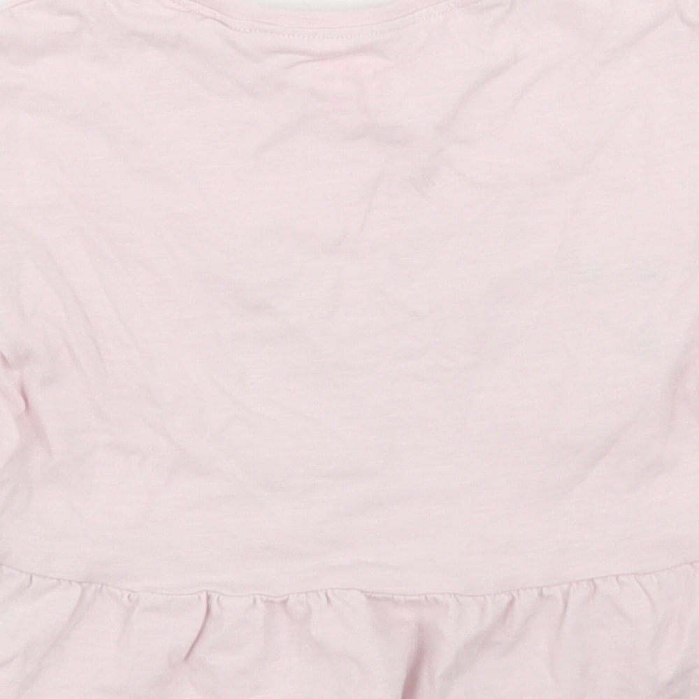 NEXT Girls Pink  Cotton Basic T-Shirt Size 12-18 Months Crew Neck  - Unicorn, Peplum