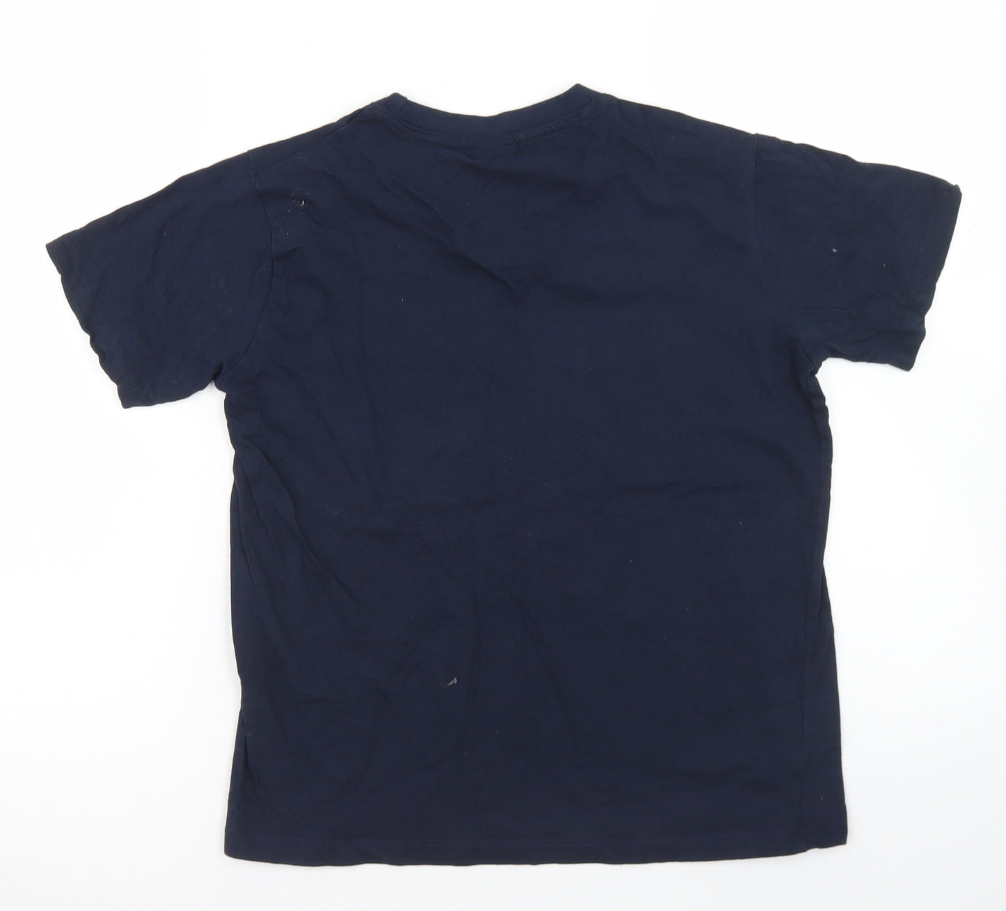 Kids Essentials Boys Blue  Cotton Basic T-Shirt Size 13 Years Crew Neck  - Game Time