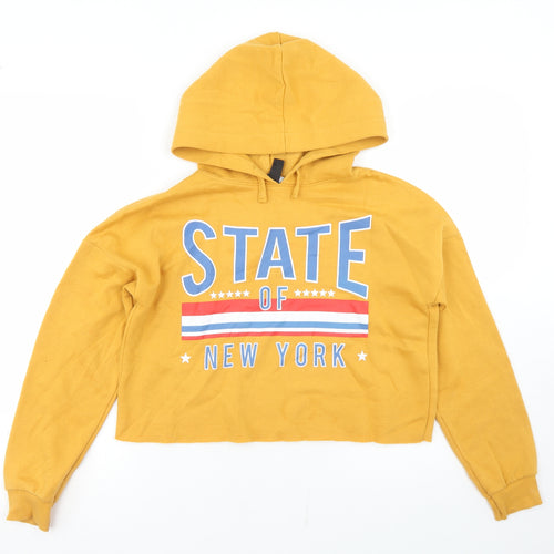 915 Generation Girls Yellow  Polyester Pullover Hoodie Size 12-13 Years   - State Of New York, Cropped