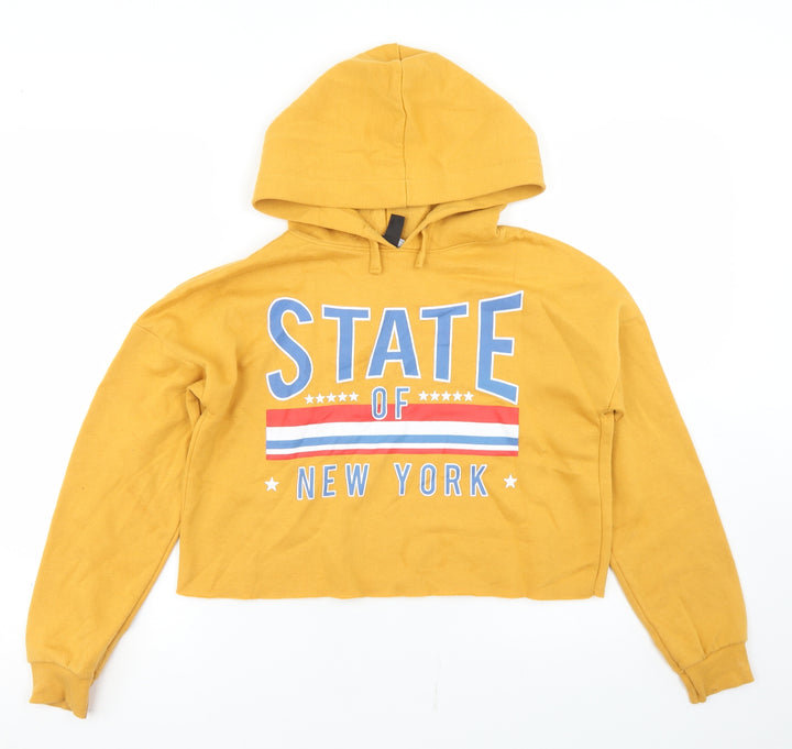 915 Generation Girls Yellow  Polyester Pullover Hoodie Size 12-13 Years   - State Of New York, Cropped