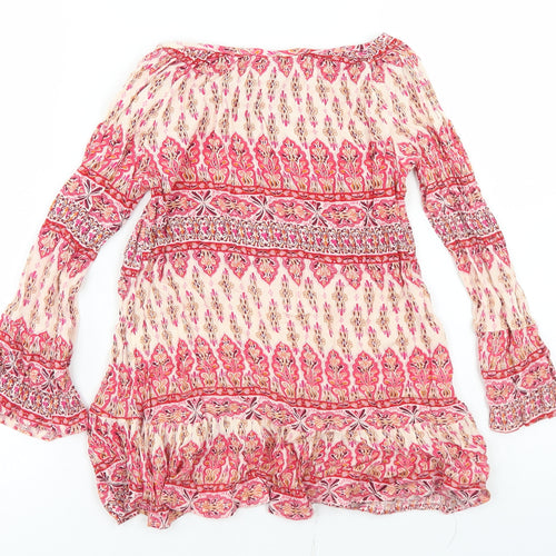 Miss E-vie Girls Pink Paisley Viscose Basic Blouse Size 12 Years Round Neck