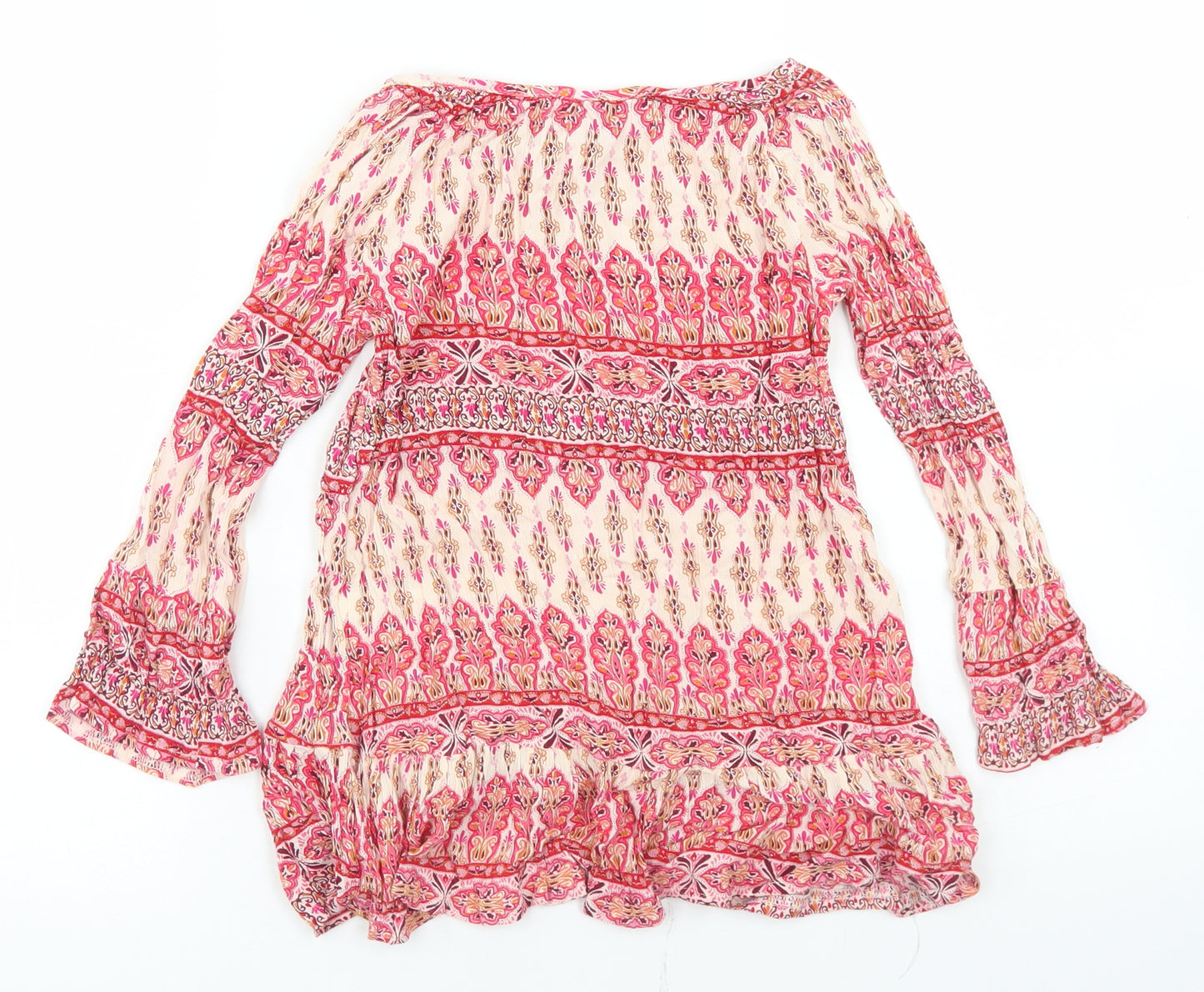 Miss E-vie Girls Pink Paisley Viscose Basic Blouse Size 12 Years Round Neck