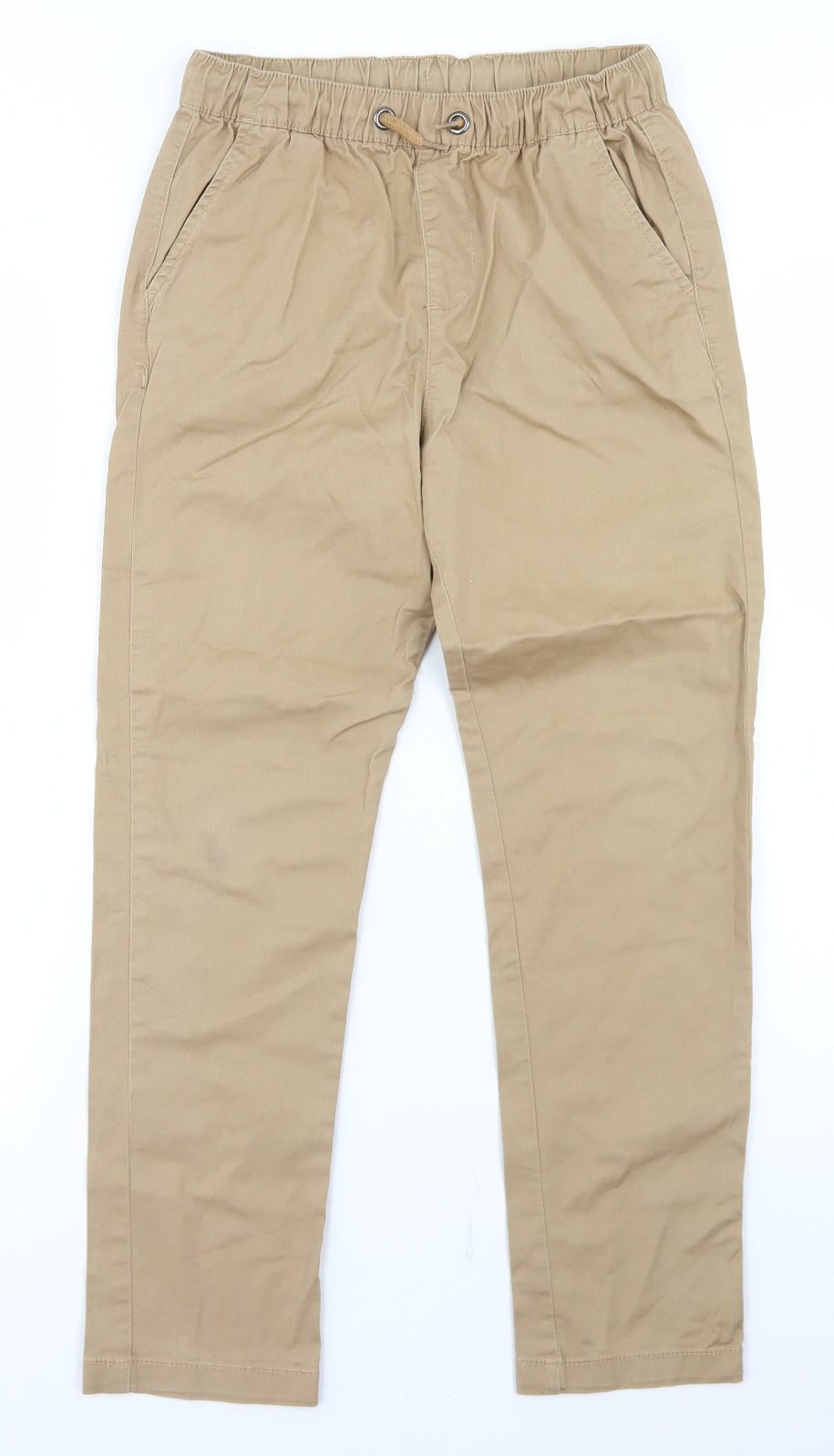 Dunnes Stores Boys Beige  Cotton Dress Pants Trousers Size 10-11 Years  Regular Drawstring
