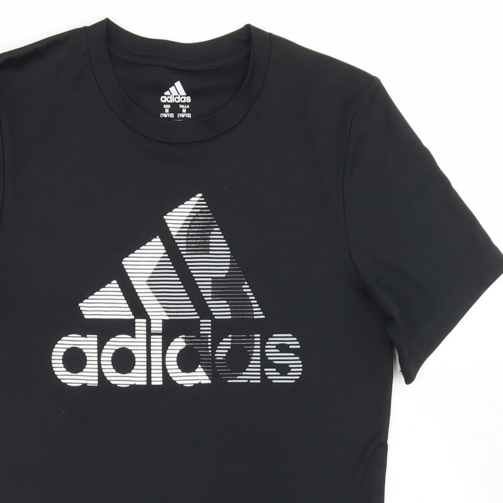 adidas Womens Black  Polyester Basic T-Shirt Size M Crew Neck - Size 10-12