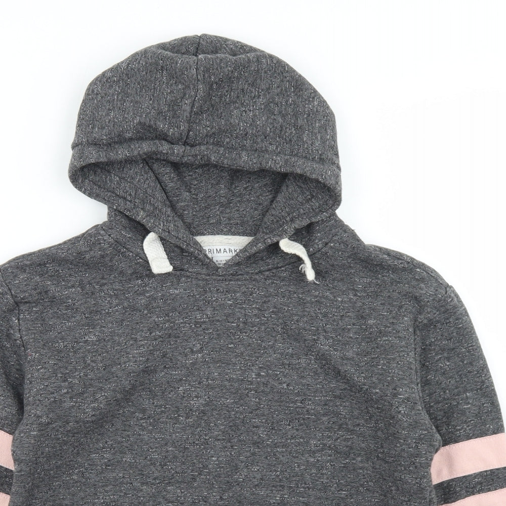 Primark Girls Grey  Cotton Pullover Hoodie Size 9-10 Years   - Cropped