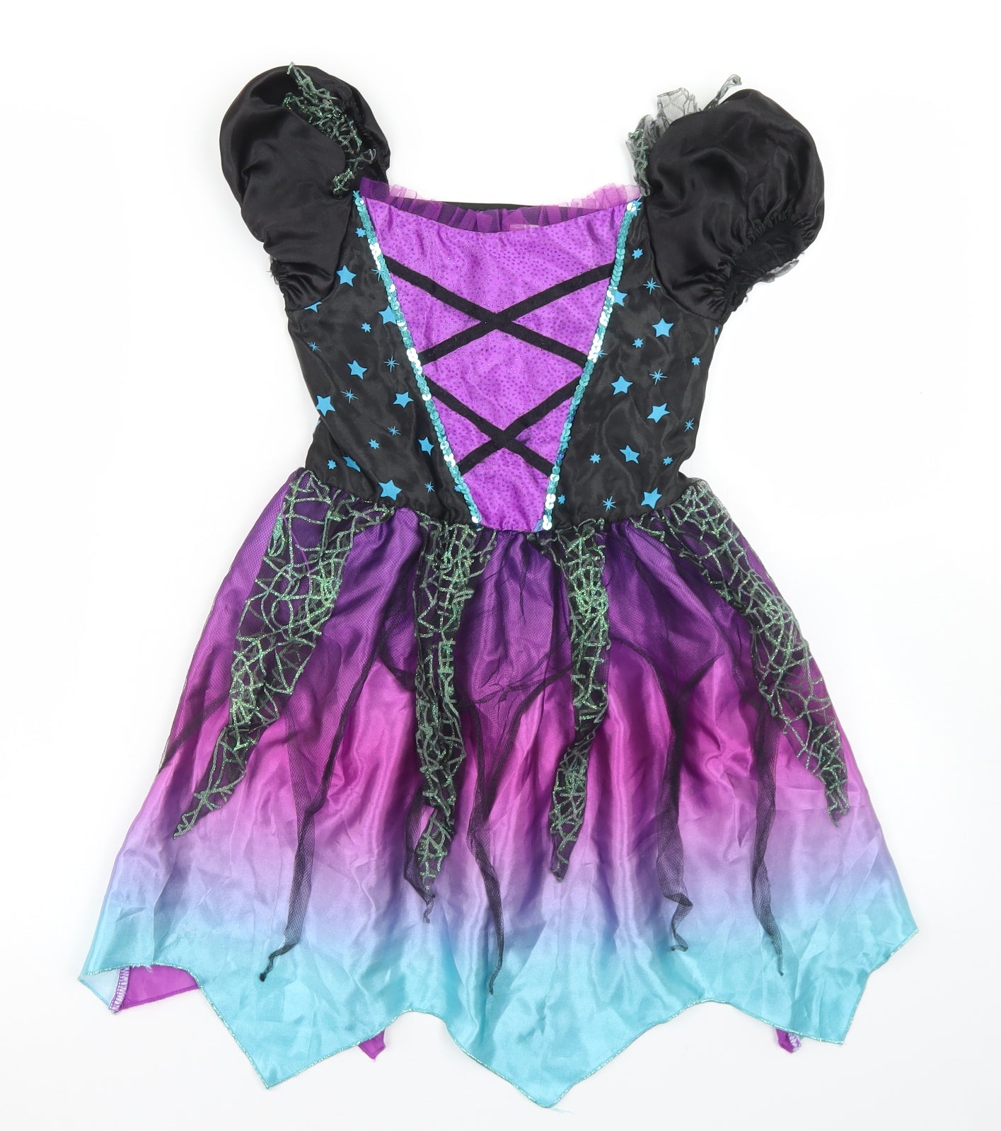 F&F Girls Black  Polyester Skater Dress  Size 7-8 Years  Crew Neck  - Halloween Outfit Witch