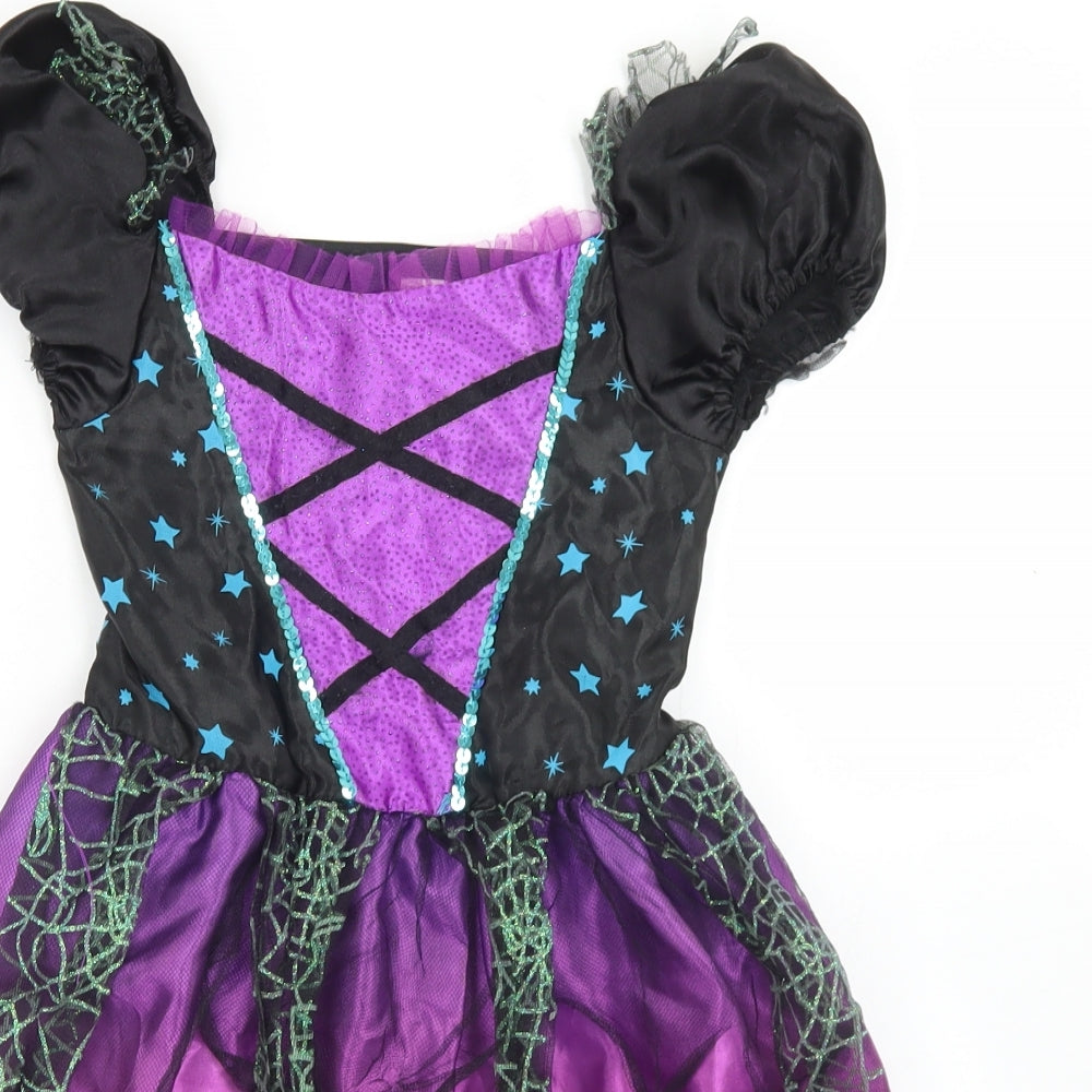 F&F Girls Black  Polyester Skater Dress  Size 7-8 Years  Crew Neck  - Halloween Outfit Witch