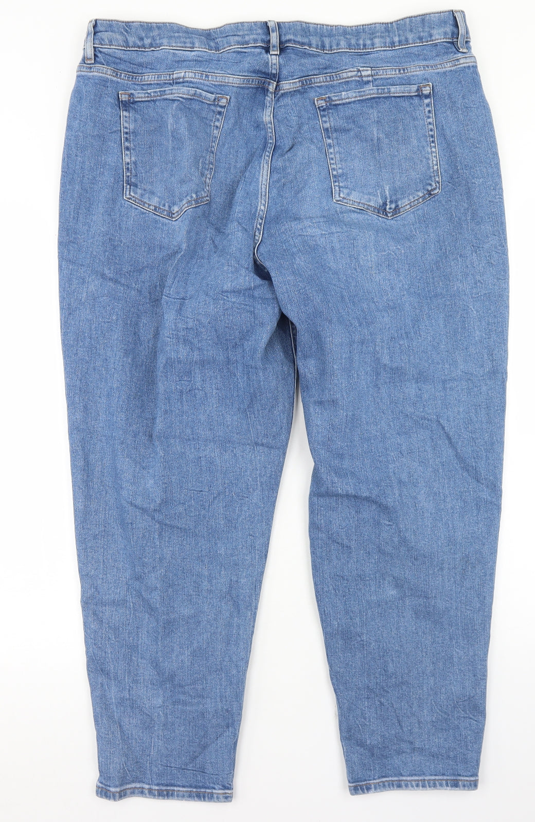 Marks and Spencer Womens Blue  Cotton Mom Jeans Size 20 L26 in Regular Button