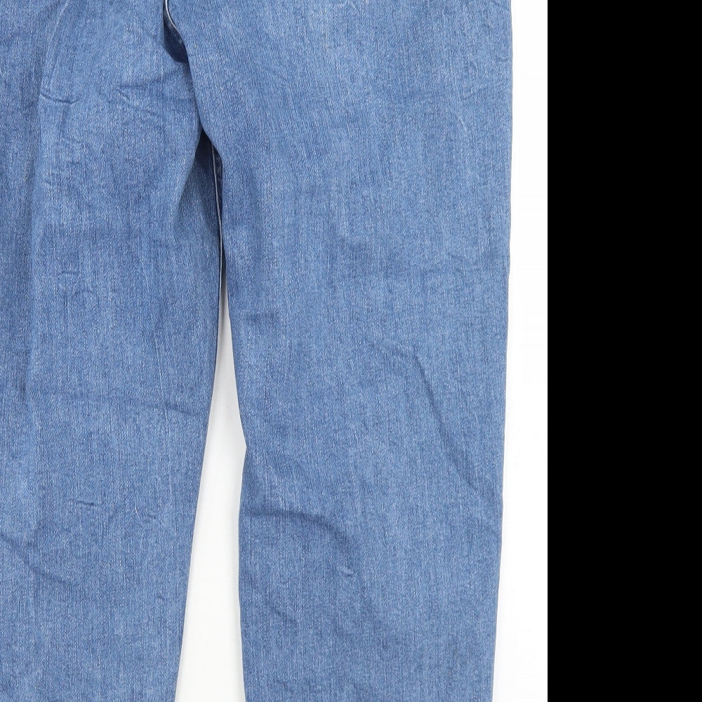Marks and Spencer Womens Blue  Cotton Mom Jeans Size 20 L26 in Regular Button