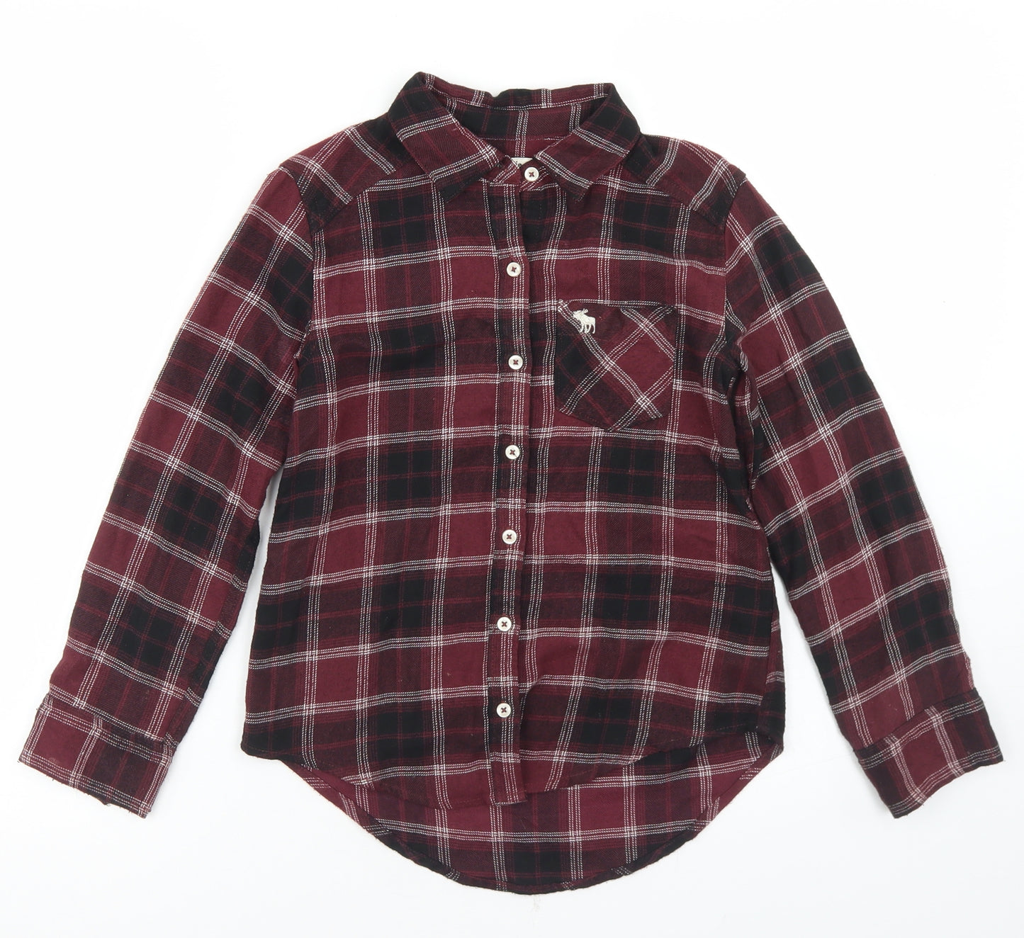 abercrombie kids Boys Purple Plaid Viscose Basic Button-Up Size 7-8 Years Collared Button
