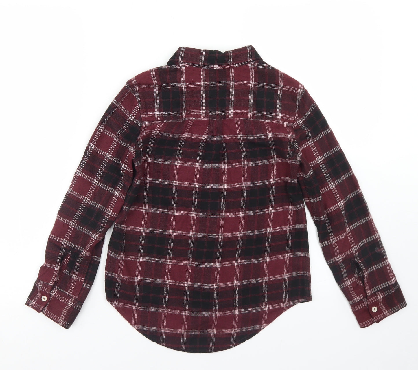 abercrombie kids Boys Purple Plaid Viscose Basic Button-Up Size 7-8 Years Collared Button