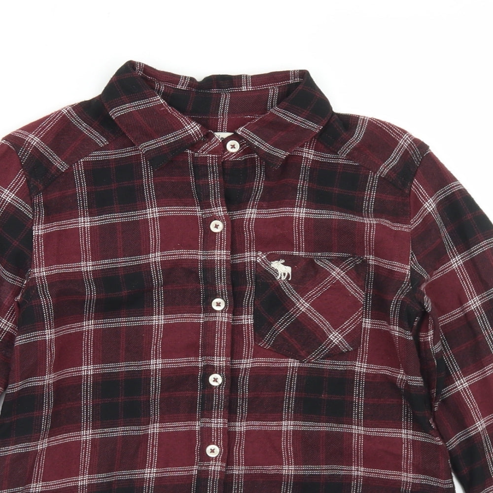 abercrombie kids Boys Purple Plaid Viscose Basic Button-Up Size 7-8 Years Collared Button