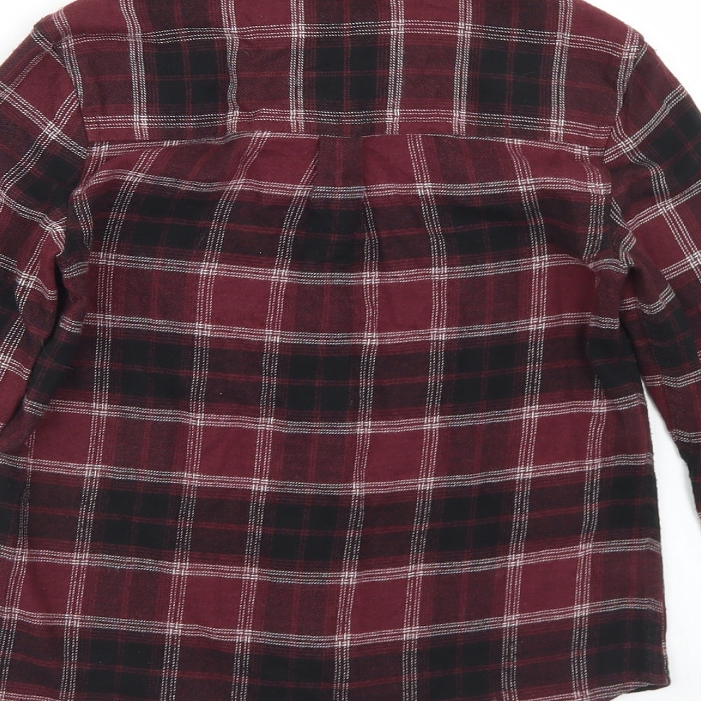 abercrombie kids Boys Purple Plaid Viscose Basic Button-Up Size 7-8 Years Collared Button