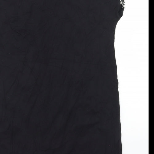 Intuition Womens Black Geometric Viscose Basic T-Shirt Size 12 Round Neck