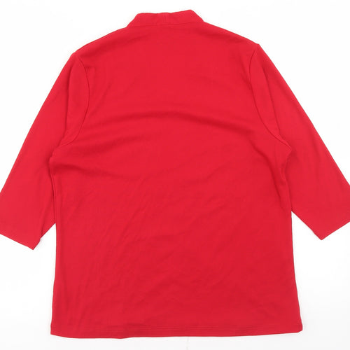 Tigi Womens Red  Polyester Basic T-Shirt Size 14 V-Neck