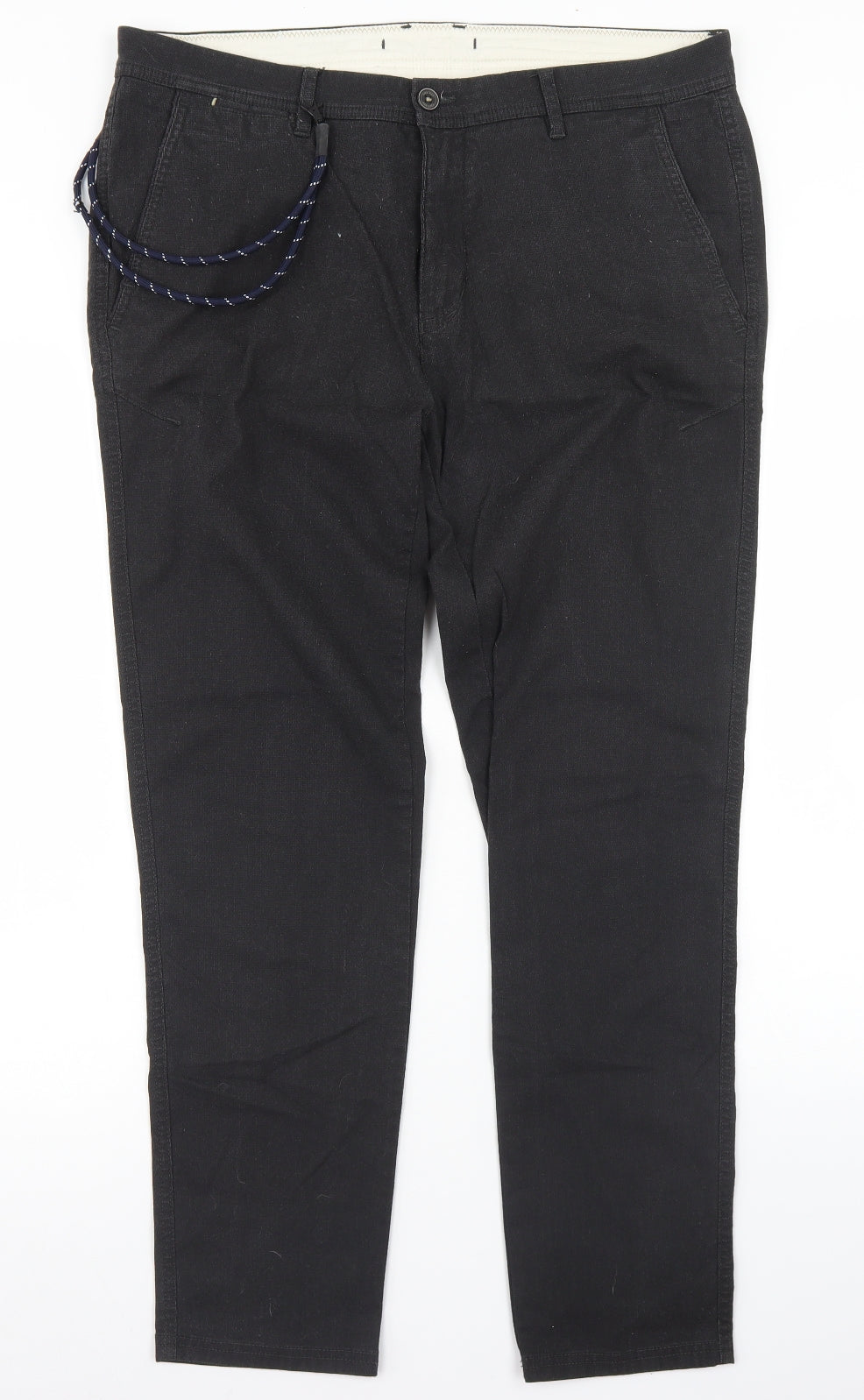 Zara Mens Black  Cotton Dress Pants Trousers Size 38 in L29 in Regular Button