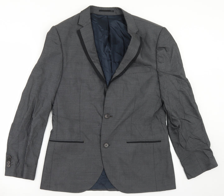River Island Mens Grey  Viscose Jacket Blazer Size 38