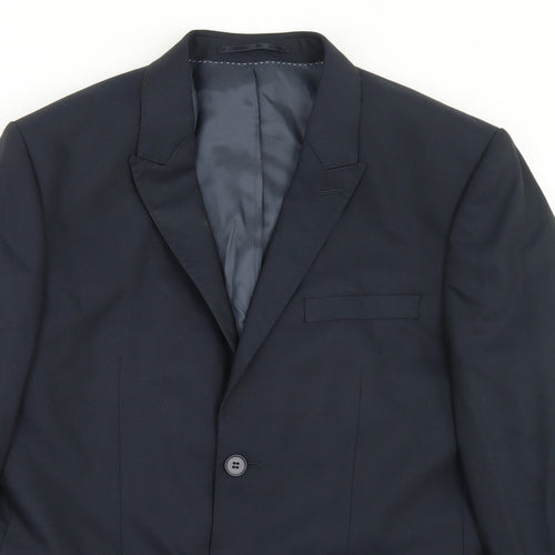 Topman Mens Blue Striped Polyester Jacket Blazer Size 40