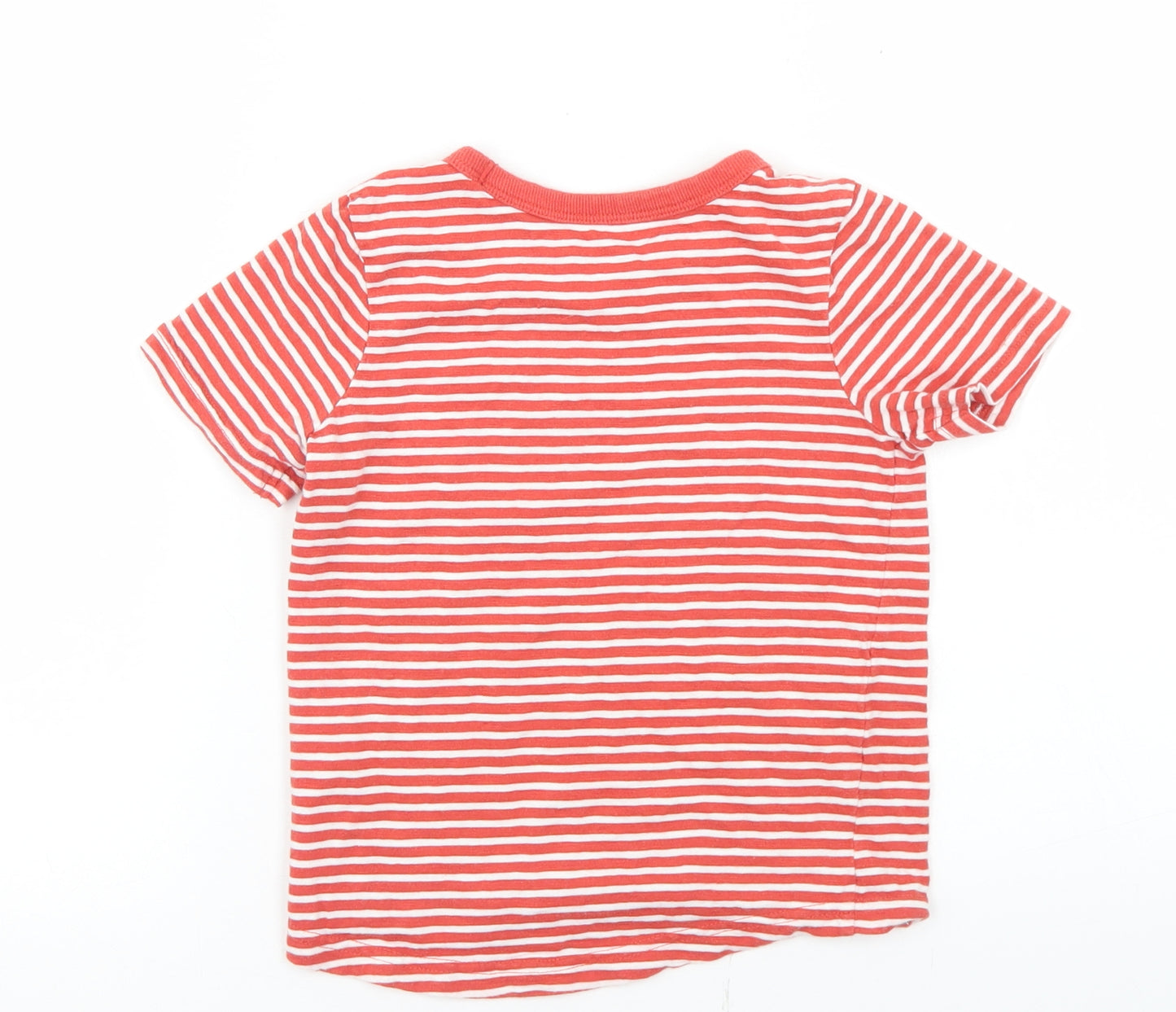 George Boys Red Striped Cotton Basic T-Shirt Size 3-4 Years Crew Neck
