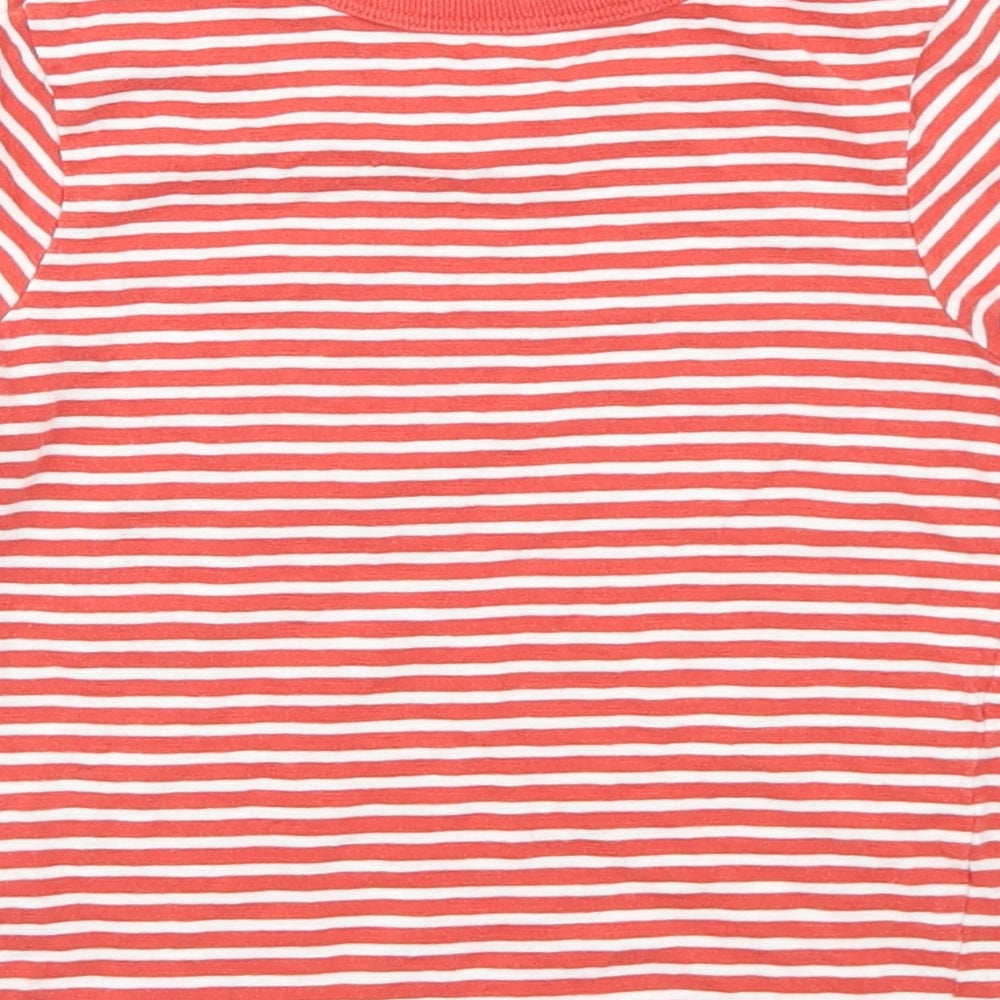George Boys Red Striped Cotton Basic T-Shirt Size 3-4 Years Crew Neck