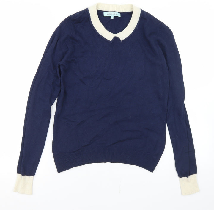 Dickins & Jones Womens Blue Crew Neck Nylon Pullover Jumper Size S