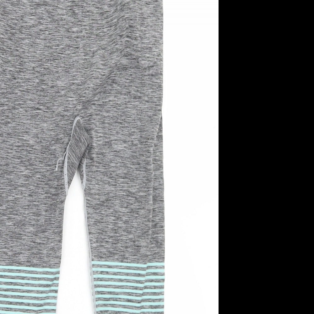 HIIT Womens Grey Colourblock Polyester Cropped Leggings Size M L21 in Regular