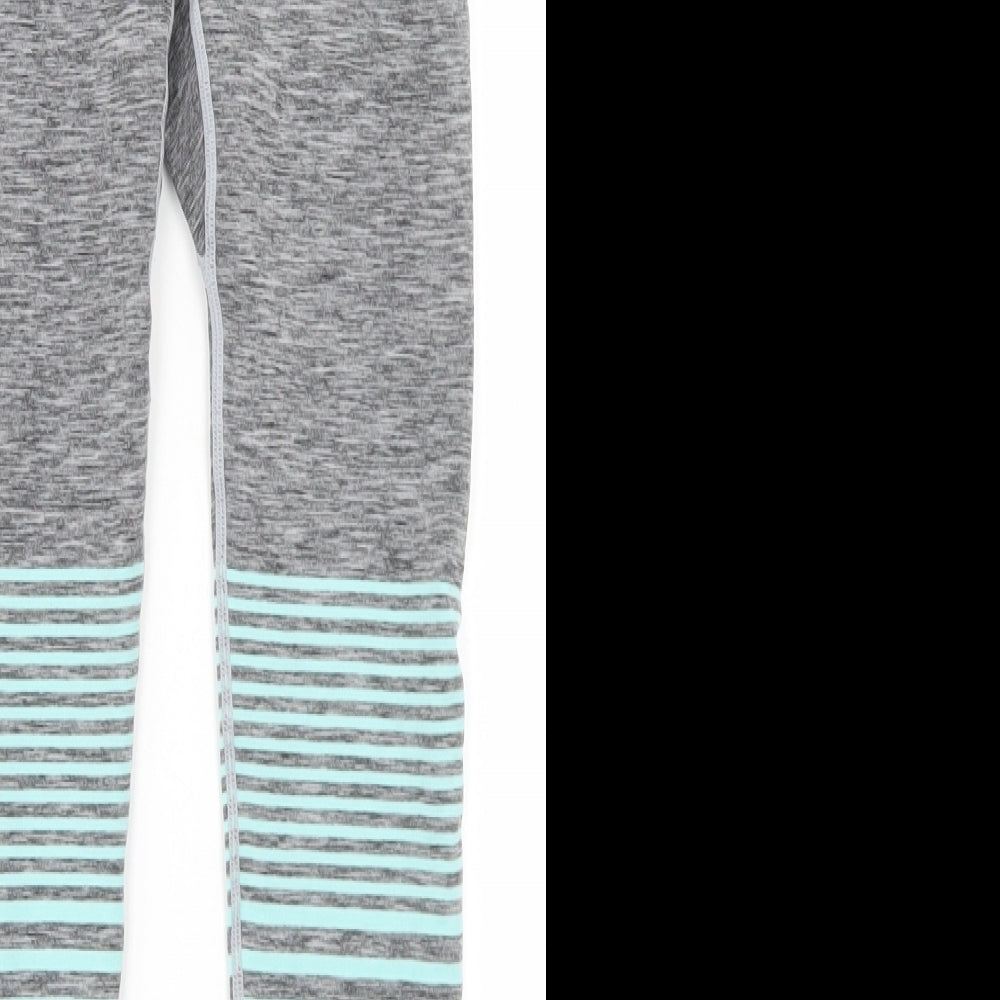 HIIT Womens Grey Colourblock Polyester Cropped Leggings Size M L21 in Regular