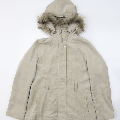 Klass Womens Beige   Parka Coat Size 12  Zip