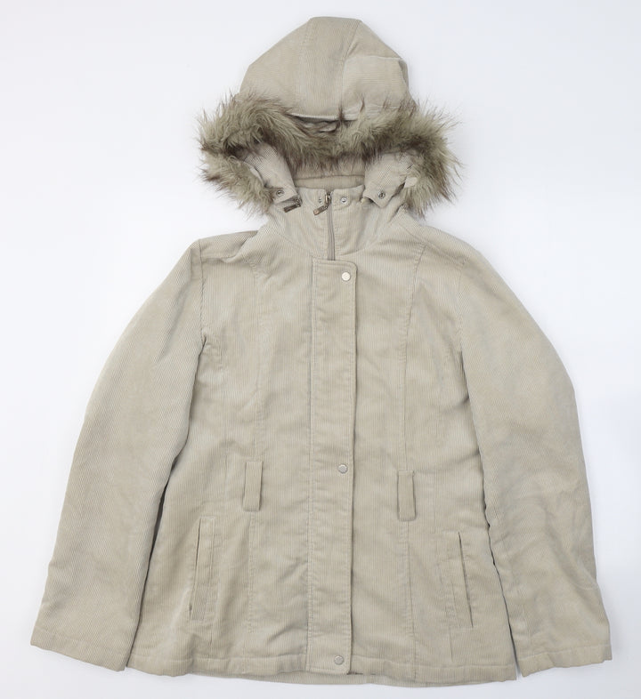 Klass Womens Beige Parka Coat Size 12 Zip