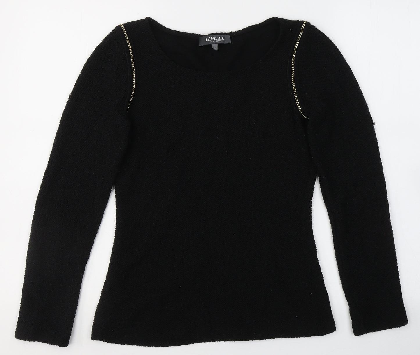 Limited Collection Womens Black  Cotton Jersey Blouse Size 8 Round Neck