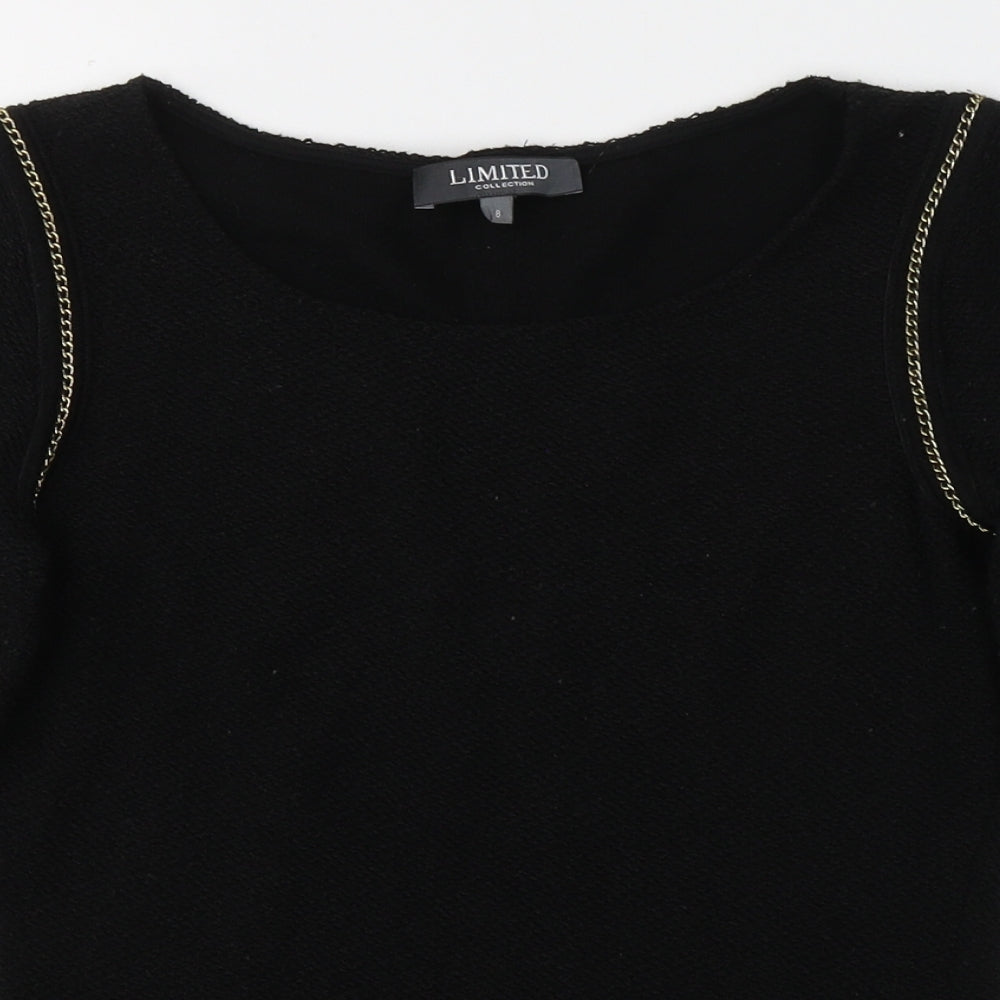 Limited Collection Womens Black  Cotton Jersey Blouse Size 8 Round Neck