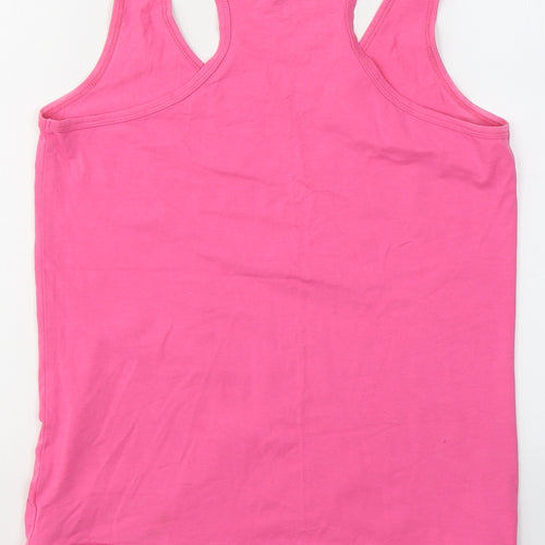 Dunnes Stores Womens Pink  Cotton Jersey Tank Size 12 Round Neck