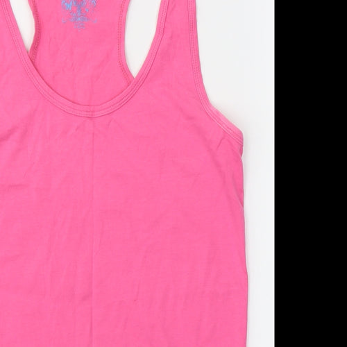 Dunnes Stores Womens Pink  Cotton Jersey Tank Size 12 Round Neck